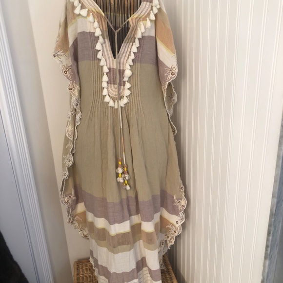 NWOT Anthropologie Hemant and Nandita Cotton Bohemian/Coastal Cotton Maxi Dress - Picture 2 of 8